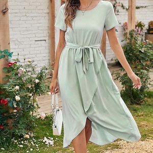 Self-tie wrap A-line dress